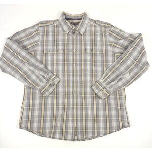 Ben Sherman Men's 2XL Plaid Button Down Shirt Grey Yellow‎